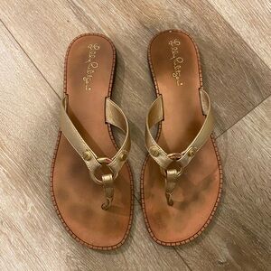 Lilly Pulitzer McKim Sandal, Gold Metallic, Size 8 M